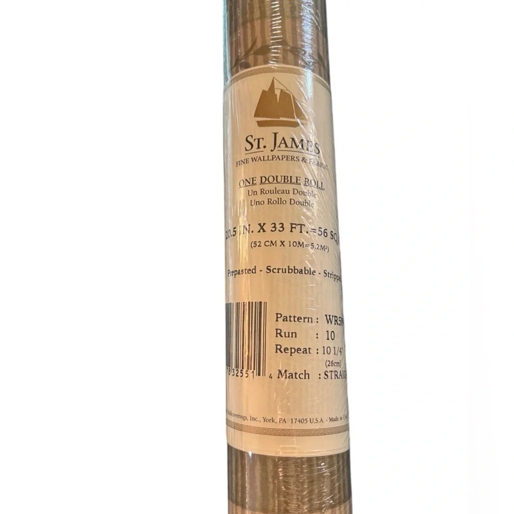St James 1 Double Roll Pre-Pasted Scrubable Wallpaper Pattern #WR584 Run 10